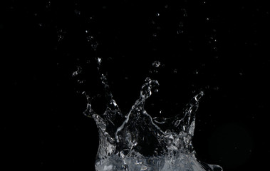Salpicaduras de agua sobre fondo negro
