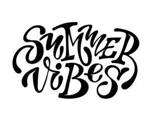 Obraz premium Summer viber - hand drawn doodle lettering poster banner art