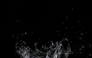 Salpicaduras de agua sobre fondo negro