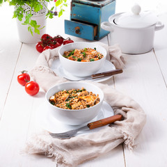 Kaszotto- polish food from buckwheat  with grilled chicken