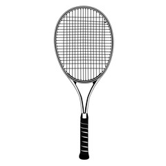 Tennis racket black silhouette, vector isolated illustration