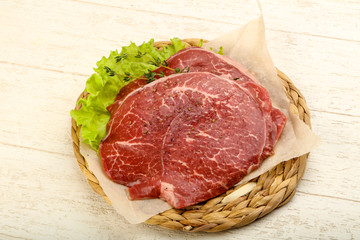 Raw beef schnitzel
