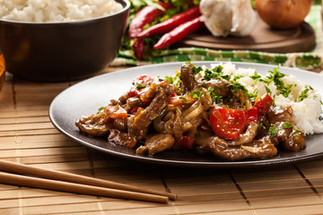 Chinese sticky pork sirloin roasted with a sweet and savory sauc