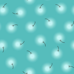 Seamless pattern with with abstract dandelions on turquoise background.