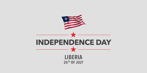 Liberia happy independence day greeting card, banner, vector illustration