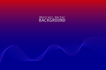 abstract wave with blue and red background with copy space for your text