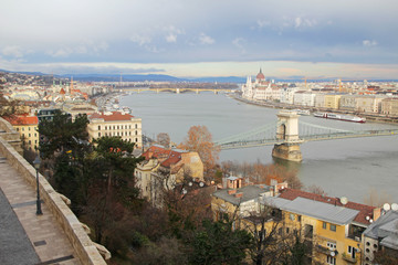 Fototapeta premium Szechenyi Chain Bridgem Budapest, Hungary 