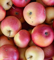 Apples on the market. Fresh organic red apples from the local farmers market. Apples background background texture seasoning Apples for sale. 