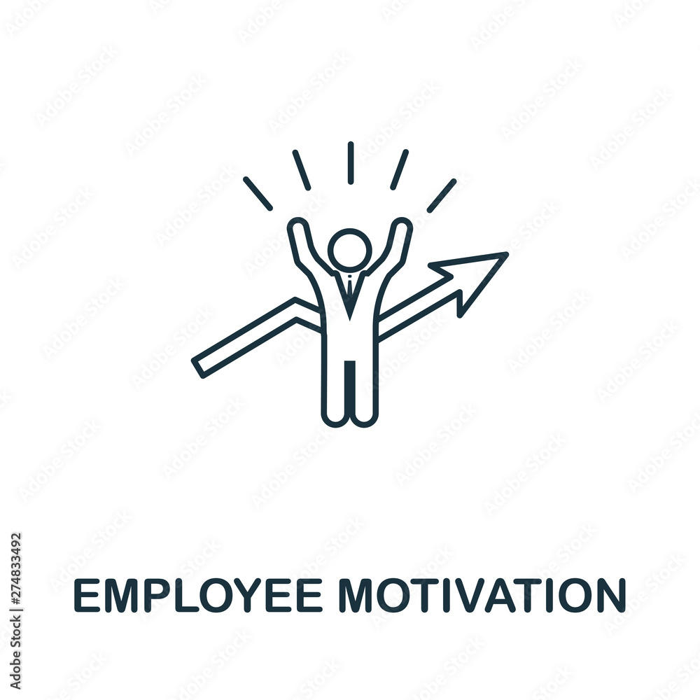 Poster employee motivation vector icon symbol in outline style. creative sign from human resources icons co