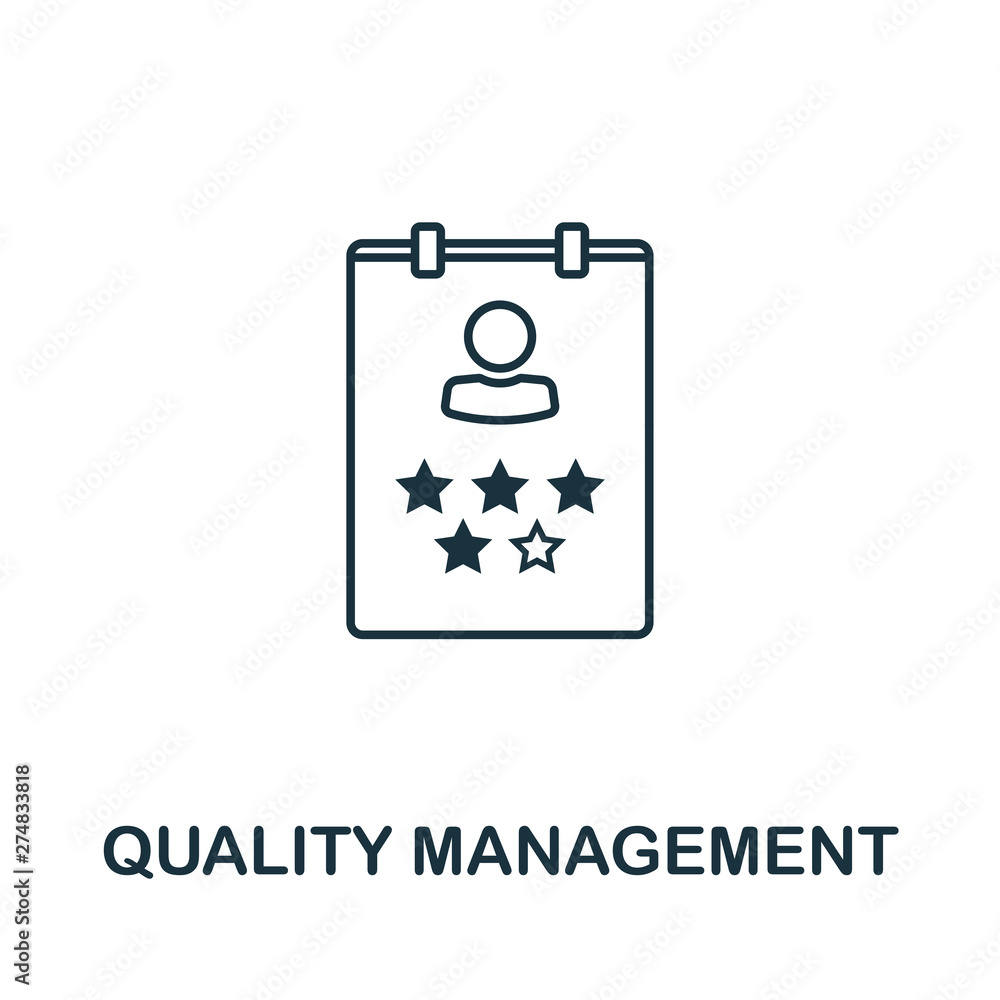 Poster quality management vector icon symbol in outline style. creative sign from human resources icons col