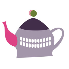 Purple kettle isolated on white background