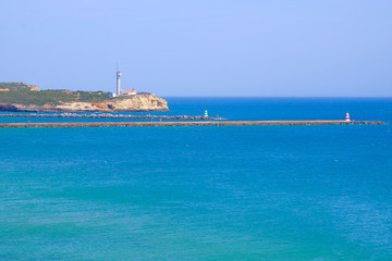 Lighthouse in Portimao, Algarve Region, Portugal.