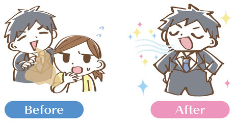 口臭くさい　男性　イラスト　セット