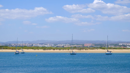 View on the lagoon in Tevira, Algarve, Portugal.
