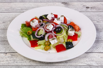 Traditional Greek salad with feta cheese