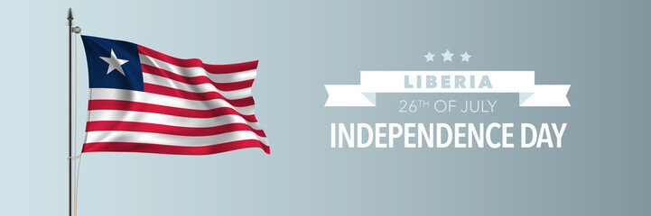 Liberia happy independence day greeting card, banner vector illustration