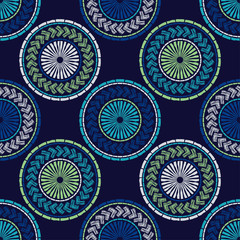 Polka dots seamless pattern. Mosaic of ethnic figures. Patterned texture. Geometric background. Can be used for wallpaper, textile, invitation card, wrapping, web page background.