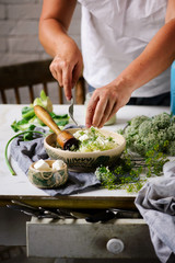 Cauliflower puree with herbs and feta