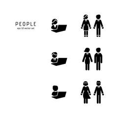 Man and woman - icons set on white background.