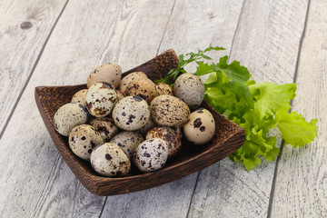 Quail eggs in the basket