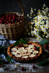 Cherry Almond Cake.style rustic. natural light