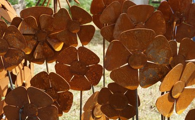 metal flowers, garden deco