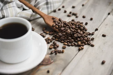 Deurstickers Koffiebar Koffiekopje met lepel vol granen