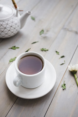 Teacup with teapot