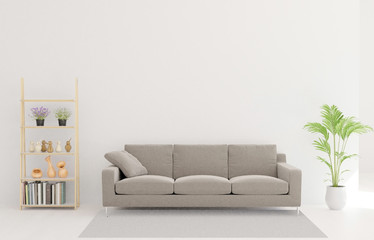 3d rendering of living room,sofa, tree, carpet