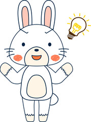 Full-length illustration of the cute white Rabbit character