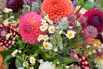 bouquet of flowers with dahlias