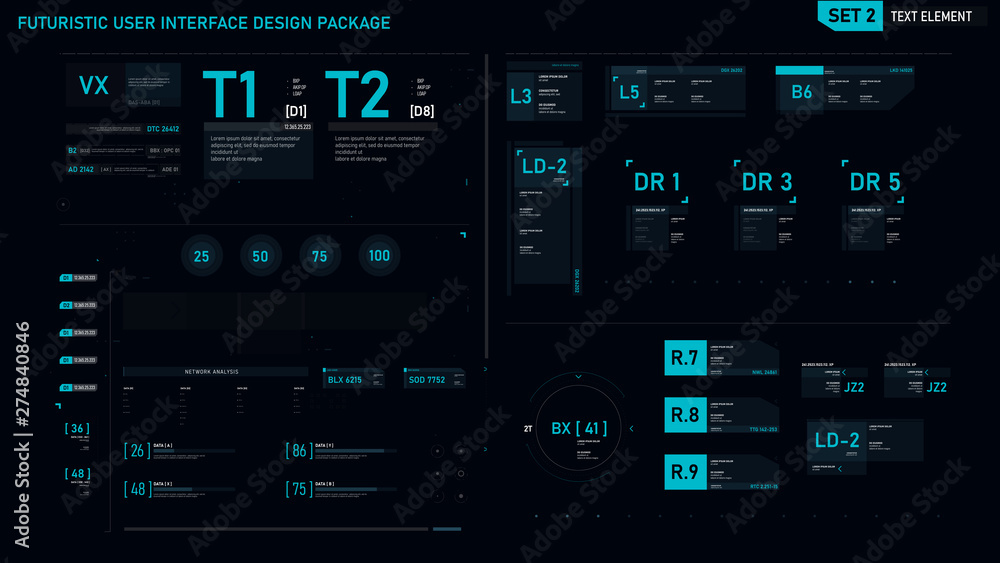 Poster futuristic user interface design element set 02