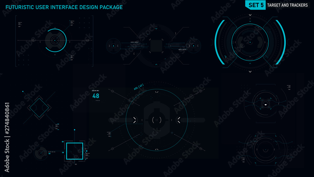 Poster futuristic user interface design element set 05