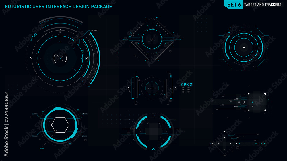 Poster futuristic user interface design element set 06