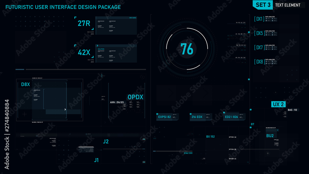 Poster futuristic user interface design element set 03