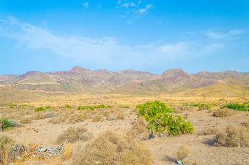 Desertic landscape in the Cabo de Gata Natural Park, Spain