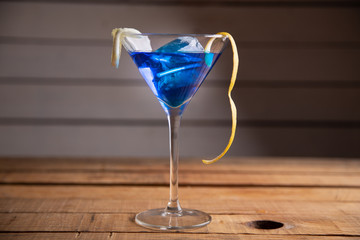 blue lagoon cocktail in glass