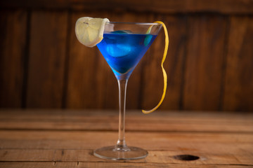 blue lagoon cocktail in glass