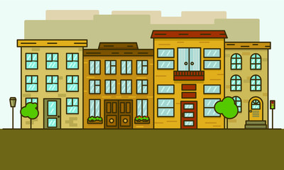  flat illustration of a yellow city