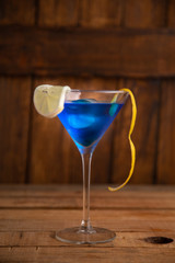 blue lagoon cocktail in glass