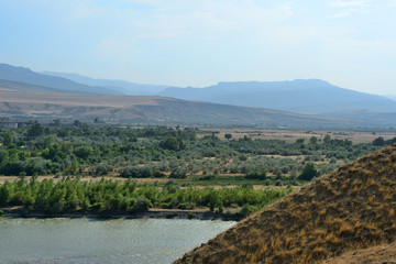 Beautiful landscape with mountains and river, Georgia