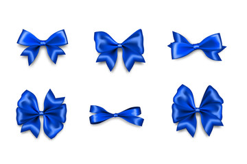 Holiday satin gift bow knot ribbon man blue