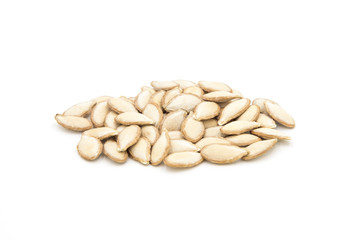 pile of Pumpkin seeds isolated on white background