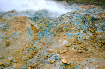 Fumarole field in Namafjall, Iceland.