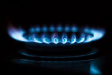 Gas stove blue flame