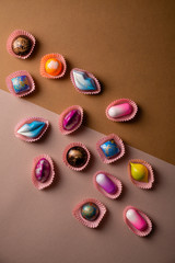 Bonbons colorful set from above
