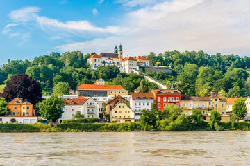 Fototapeta na wymiar Mariahilfe church on a hill above the river Inn in the Passau - Germany