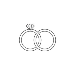 Engagement rings vector icon isolated on white background