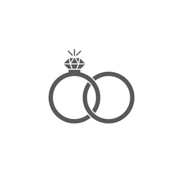 Engagement rings vector icon isolated on white background