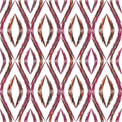 Ikat ogee seamless vector pattern illustration.